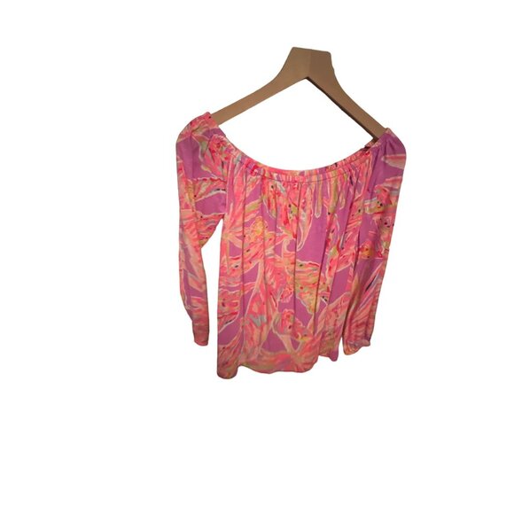 Lilly Pulitzer Womens Off-The-Shoulder Long Sleeve Blouse Small Multicolor Cotto - Picture 1 of 4